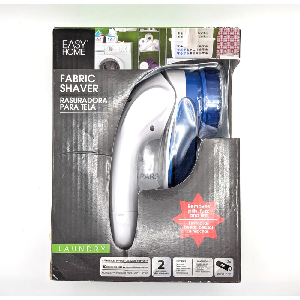 EASY HOME Fabric Shaver Lint Remover Blue White Adjustable Speeds NEW